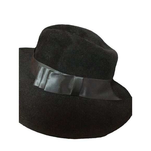 Vintage Womens Fedoria Hat United Hatters Cap Millinery Works Classic Ribbon Tri - Picture 2 of 10